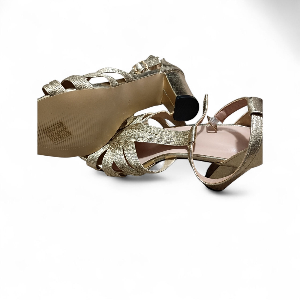 Elegant Gold Strappy Women's Heels